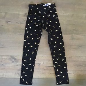 Girls black/gold unicorn leggings